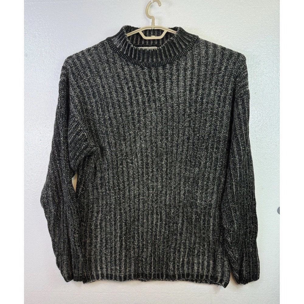 Vtg Regal Dean Heavy Knit Sweater Mens Sz XL Black Gray Cardigan Casual USA